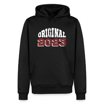 Ursprünglich: 2023 - Männer Premium Bio Hoodie - Schwarz - Vorne - Nico (187cm)