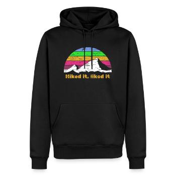Voyage et trek en montagne avec un arc-en-ciel - Sweat à capuche Premium bio Homme - noir - Devant - Nico (187cm)