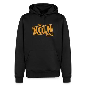 Cologne - 0221 - Ville de la cathédrale - Rhin - Cathédrale de Cologne - Sweat à capuche Premium bio Homme - noir - Devant - Nico (187cm)