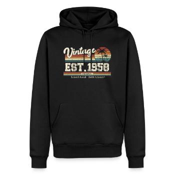 1958 Vintage Millésime anniversaire Retro cadeau - Sweat à capuche Premium bio Homme - noir - Devant - Nico (187cm)