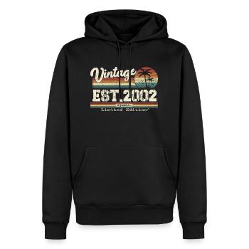 2002 Vintage Millésime anniversaire Retro cadeau - Sweat à capuche Premium bio Homme - noir - Devant - Nico (187cm)