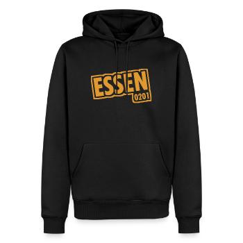 Essen - 0201 - Indicatif régional - Slogan - Sweat à capuche Premium bio Homme - noir - Devant - Nico (187cm)