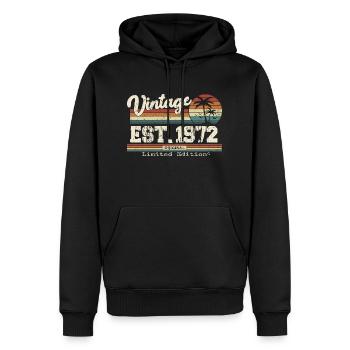 1972 Vintage Millésime anniversaire Retro cadeau - Sweat à capuche Premium bio Homme - noir - Devant - Nico (187cm)