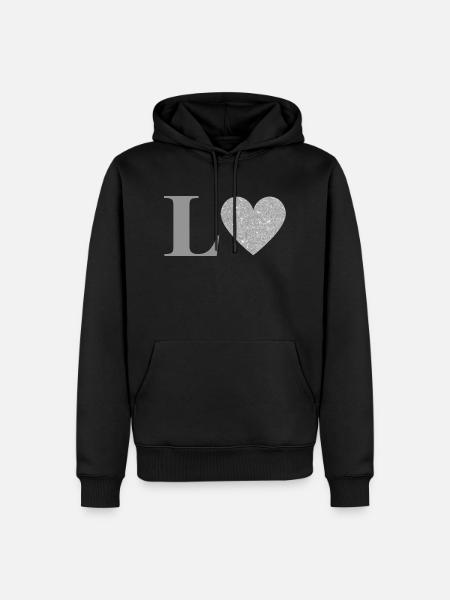 Letter l silver heart - Men’s Premium Organic Hoodie - black
