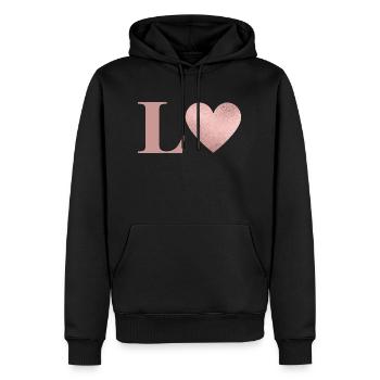 Buchstabe l Herz roségold - Männer Premium Bio Hoodie - Schwarz - Vorne - Nico (187cm)
