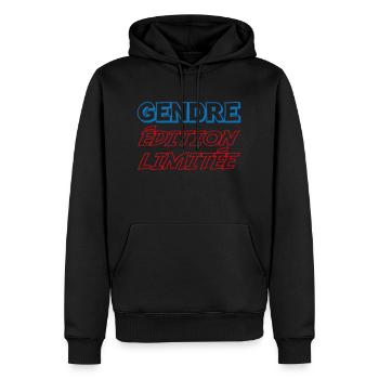 GENDRE édition limitée - Sweat à capuche Premium bio Homme - noir - Devant - Nico (187cm)