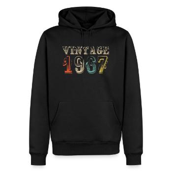 Vintage 1967- 57 th birthday - 57 ans - Sweat à capuche Premium bio Homme - noir - Devant - Nico (187cm)