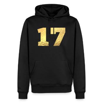 Nummer 17 Gold Glitter - 17. Jahrestag - Männer Premium Bio Hoodie - Schwarz - Vorne - Nico (187cm)