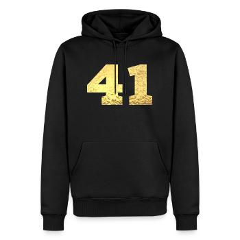 Nummer 41 Gold Glitter - 41. Jahrestag - Männer Premium Bio Hoodie - Schwarz - Vorne - Nico (187cm)