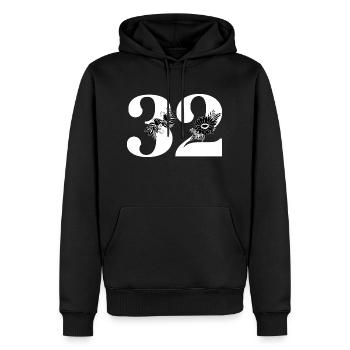 Numéro 32 floral noir - 32e anniversaire floral - Sweat à capuche Premium bio Homme - noir - Devant - Nico (187cm)