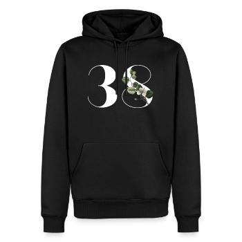 Nummer 38 Blumengrün - 38. Blumengeburtstag - Männer Premium Bio Hoodie - Schwarz - Vorne - Nico (187cm)
