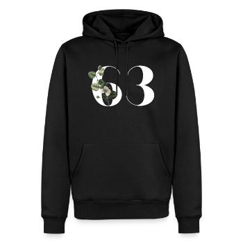 Nummer 63 Blumengrün - 63. Blumengeburtstag - Männer Premium Bio Hoodie - Schwarz - Vorne - Nico (187cm)