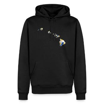 Echter Volleyball in der Hawaii State Landkarte - Männer Premium Bio Hoodie - Schwarz - Vorne - Nico (187cm)