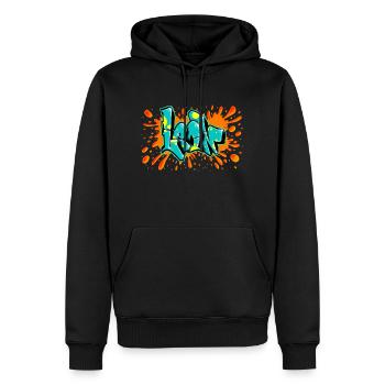 Léon graffiti splash rouge imprimable sur tout - Sweat à capuche Premium bio Homme - noir - Devant - Nico (187cm)