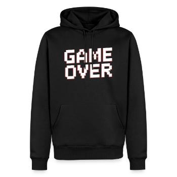 SPIELENDE - Männer Premium Bio Hoodie - Schwarz - Vorne - Nico (187cm)
