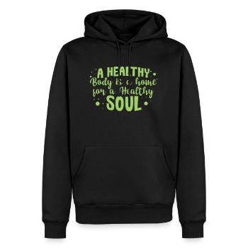 A Healthy Body is a Home - Men’s Premium Organic Hoodie - black - Front - Nico (187cm)