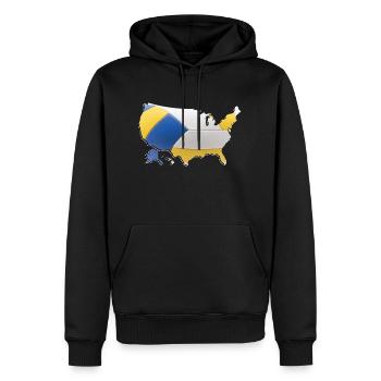 USA | echter Volleyball | Landkarte - Männer Premium Bio Hoodie - Schwarz - Vorne - Nico (187cm)
