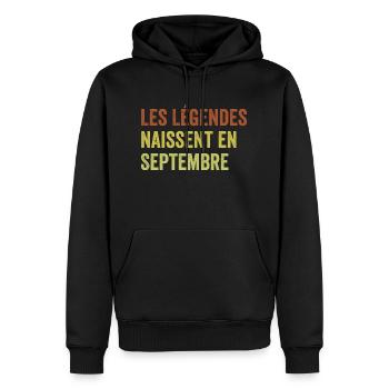 Legenden werden im September geboren - Männer Premium Bio Hoodie - Schwarz - Vorne - Nico (187cm)