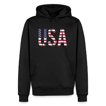Les États-Unis aux couleurs du drapeau américain drapeau - Sweat à capuche Premium bio Homme - noir - Devant - Nico (187cm)