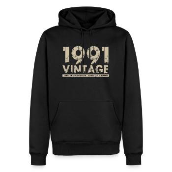 Jahrgang 1991 Bursdag - Unikat - Männer Premium Bio Hoodie - Schwarz - Vorne - Nico (187cm)