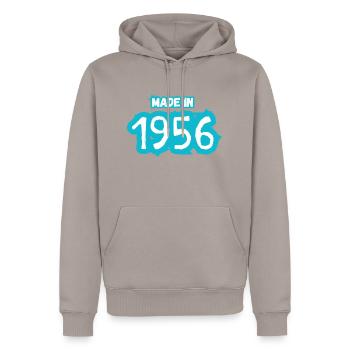 Année 1956 pour les personnes nées en 1956 - Sweat à capuche Premium bio Homme - taupe - Devant - Nico (187cm)