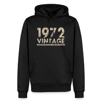 Jahrgang 1972 Bursdag - Unikat - Männer Premium Bio Hoodie - Schwarz - Vorne - Nico (187cm)