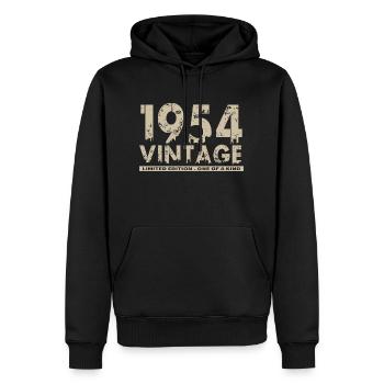 Vintage 1954 Bursdag - One of Kind - Men’s Premium Organic Hoodie - black - Front - Nico (187cm)