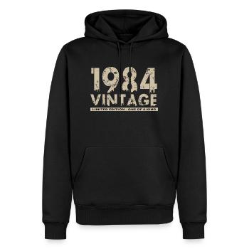 Jahrgang 1984 Bursdag - Unikat - Männer Premium Bio Hoodie - Schwarz - Vorne - Nico (187cm)