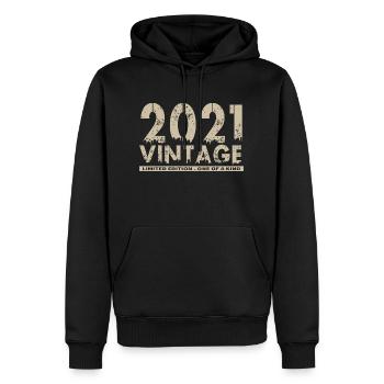 Jahrgang 2021 Bursdag - Unikat - Männer Premium Bio Hoodie - Schwarz - Vorne - Nico (187cm)