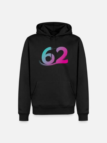 Nummer 62 mehrfarbig - Männer Premium Bio Hoodie - Schwarz