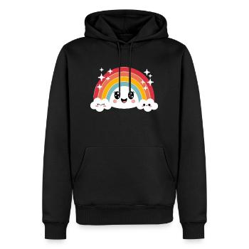 Kawaii Niedlicher Regenbogen - Männer Premium Bio Hoodie - Schwarz - Vorne - Nico (187cm)