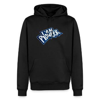 Ich bin ein Pionier - Männer Premium Bio Hoodie - Schwarz - Vorne - Nico (187cm)