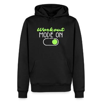 Workout Mode ON Health & Fitness - Men’s Premium Organic Hoodie - black - Front - Nico (187cm)