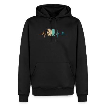 Battement de coeur rétro lion hybride - Sweat à capuche Premium bio Homme - noir - Devant - Nico (187cm)
