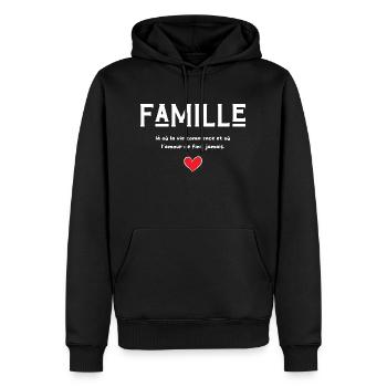 Famille là où la vie commence - cadeau famille - Sweat à capuche Premium bio Homme - noir - Devant - Nico (187cm)