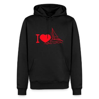 I love Sailing Segel Herz Symbol Segelcrew Logo - Männer Premium Bio Hoodie - Schwarz - Vorne - Nico (187cm)