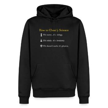 Science Classification - Men’s Premium Organic Hoodie - black - Front - Nico (187cm)