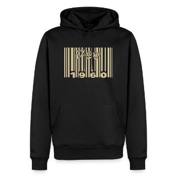 Vintage 1960 Barcode 1960: Year 2025. - Men’s Premium Organic Hoodie - black - Front - Nico (187cm)