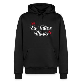 La future mariée noeud - Sweat à capuche Premium bio Homme - noir - Devant - Nico (187cm)