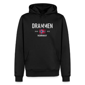 Drammen - Norway - Coordinates - Flag - Men’s Premium Organic Hoodie - black - Front - Nico (187cm)