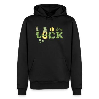 La chance est proche - Sweat à capuche Premium bio Homme - noir - Devant - Nico (187cm)