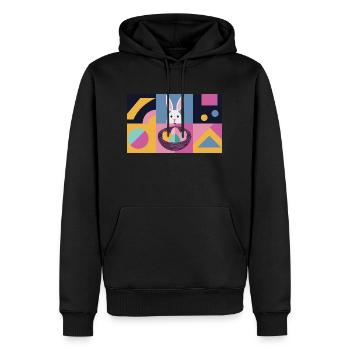 Osterhase No.04 - Männer Premium Bio Hoodie - Schwarz - Vorne - Nico (187cm)