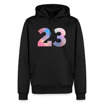 Numéro 23 coloré - Sweat à capuche Premium bio Homme - noir - Devant - Nico (187cm)