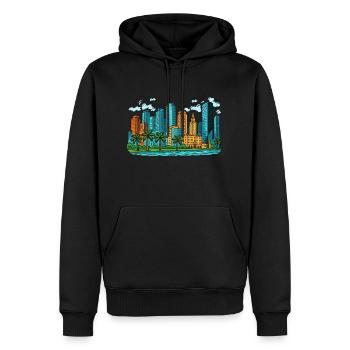 miami stadt - Männer Premium Bio Hoodie - Schwarz - Vorne - Nico (187cm)
