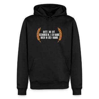 S’il vous plaît, ne poussez pas, j’ai de la bière à la main - Sweat à capuche Premium bio Homme - noir - Devant - Nico (187cm)