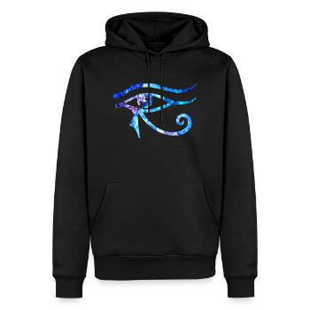 Oeil Cosmique D’Horus - Version Bleue Et Violette - Sweat à capuche Premium bio Homme - noir - Devant - Nico (187cm)