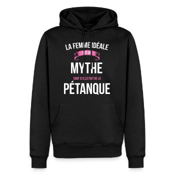 Pétanque idéale mythe cadeau noël - Sweat à capuche Premium bio Homme - noir - Devant - Nico (187cm)