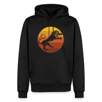 Lion - African Retro - Men’s Premium Organic Hoodie - black - Front - Nico (187cm)
