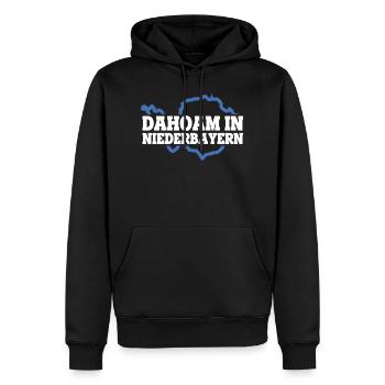 dahoam in niederbayern Bayern Spruch - Männer Premium Bio Hoodie - Schwarz - Vorne - Nico (187cm)