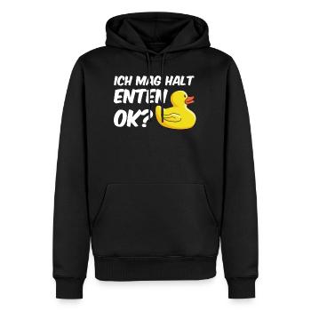 Ich mag halt Enten Ok? Ente Wasservogel - Männer Premium Bio Hoodie - Schwarz - Vorne - Nico (187cm)